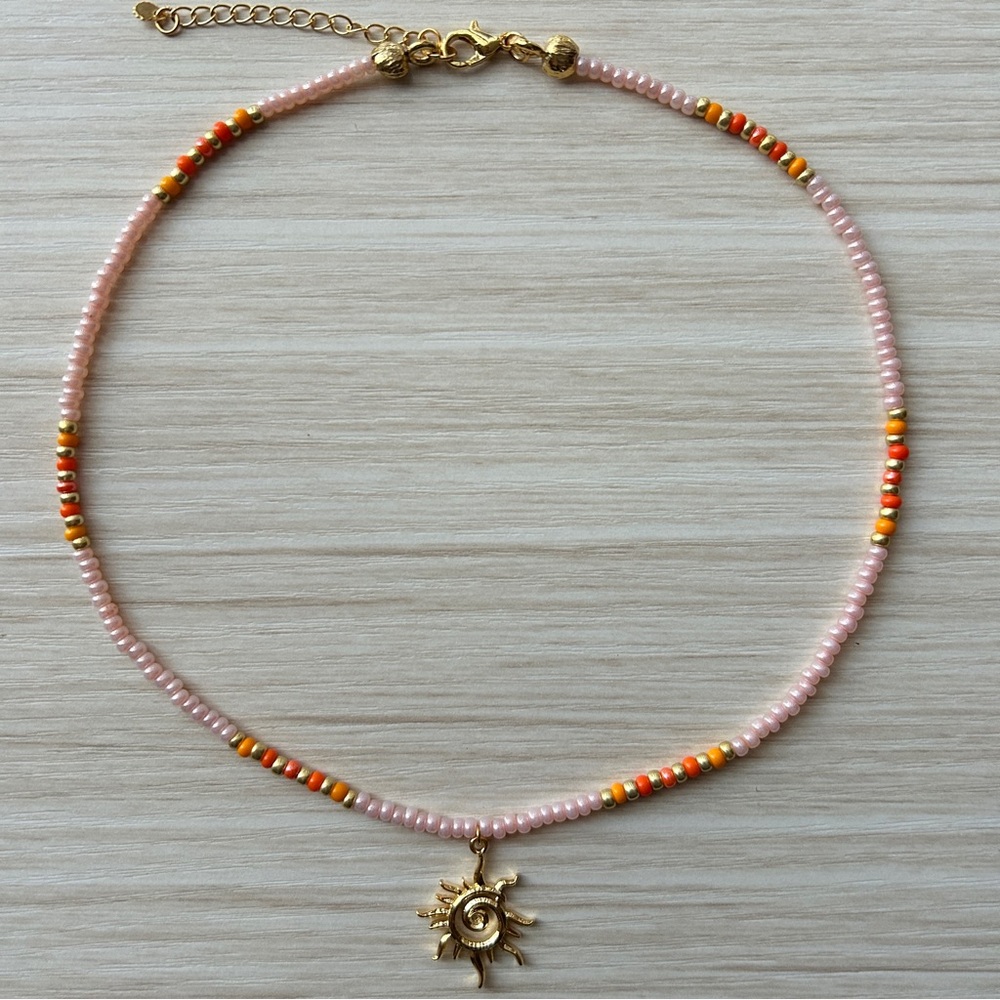 sun daze // seed bead charm necklace